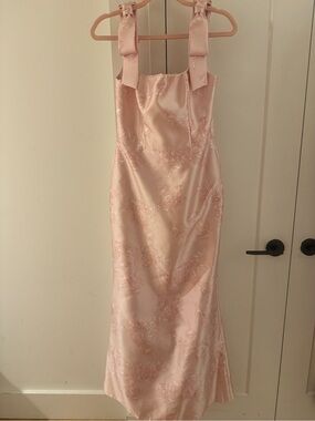 ALFRED SUNG Pink Floral with Bow Straps bridesmaid/wedding guest dress